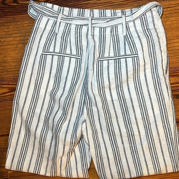 Madewell Linen-Cotton Paperbag Pants White Dark Baltic Stripe - Picture 8 of 8
